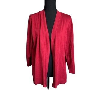 JM Collection Red Open Front Sweater cardigan size Large